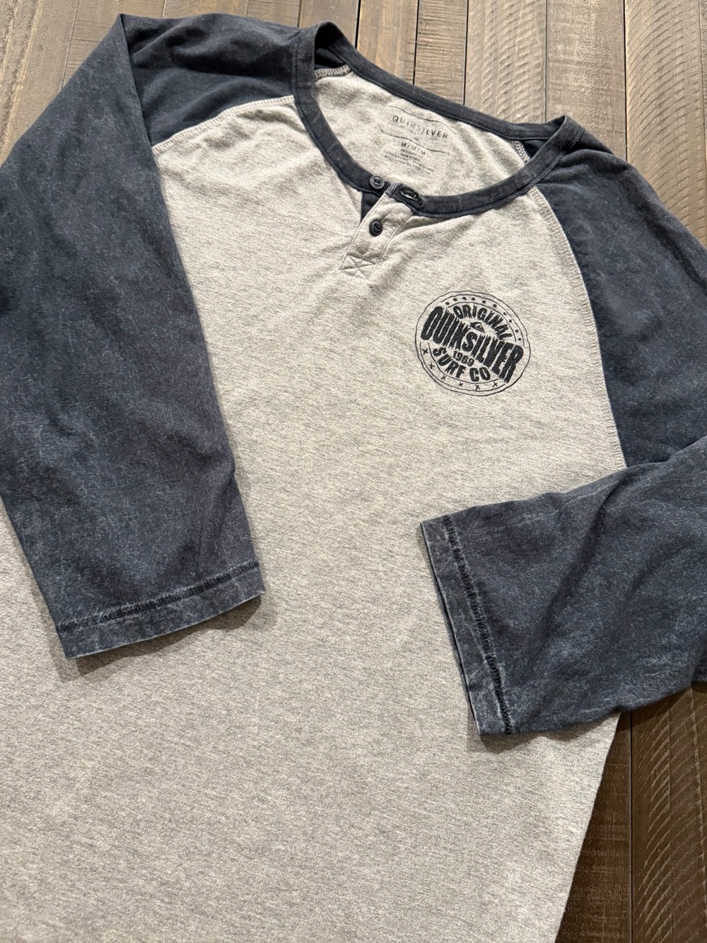 Quiksilver Gray Body with Navy Raglan Henley